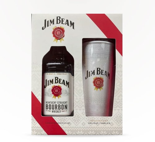 Jim Beam Kentucky Bourbon Gift Set with Holiday Tumbler 750ml (Bottle)